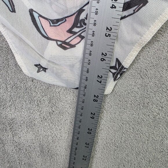 Womens Cowgirl Western Novalty Print Mesh Bodysuit Snap Closure Long Sleeve S - Picture 7 of 8